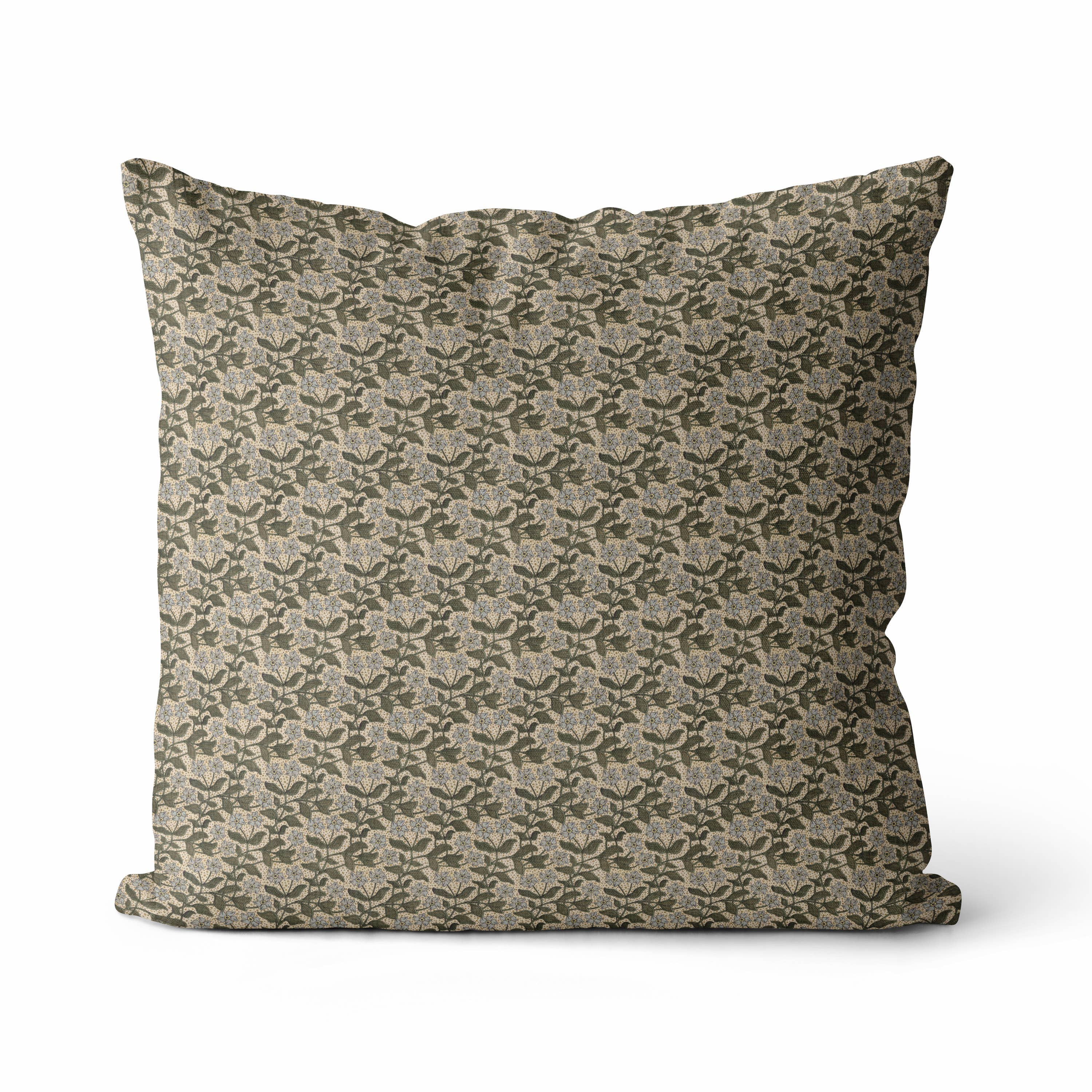 Serene Petals Pillow Cover | Vintage Floral Throw Cover: 22&quot; x 22&quot; / Printed Back