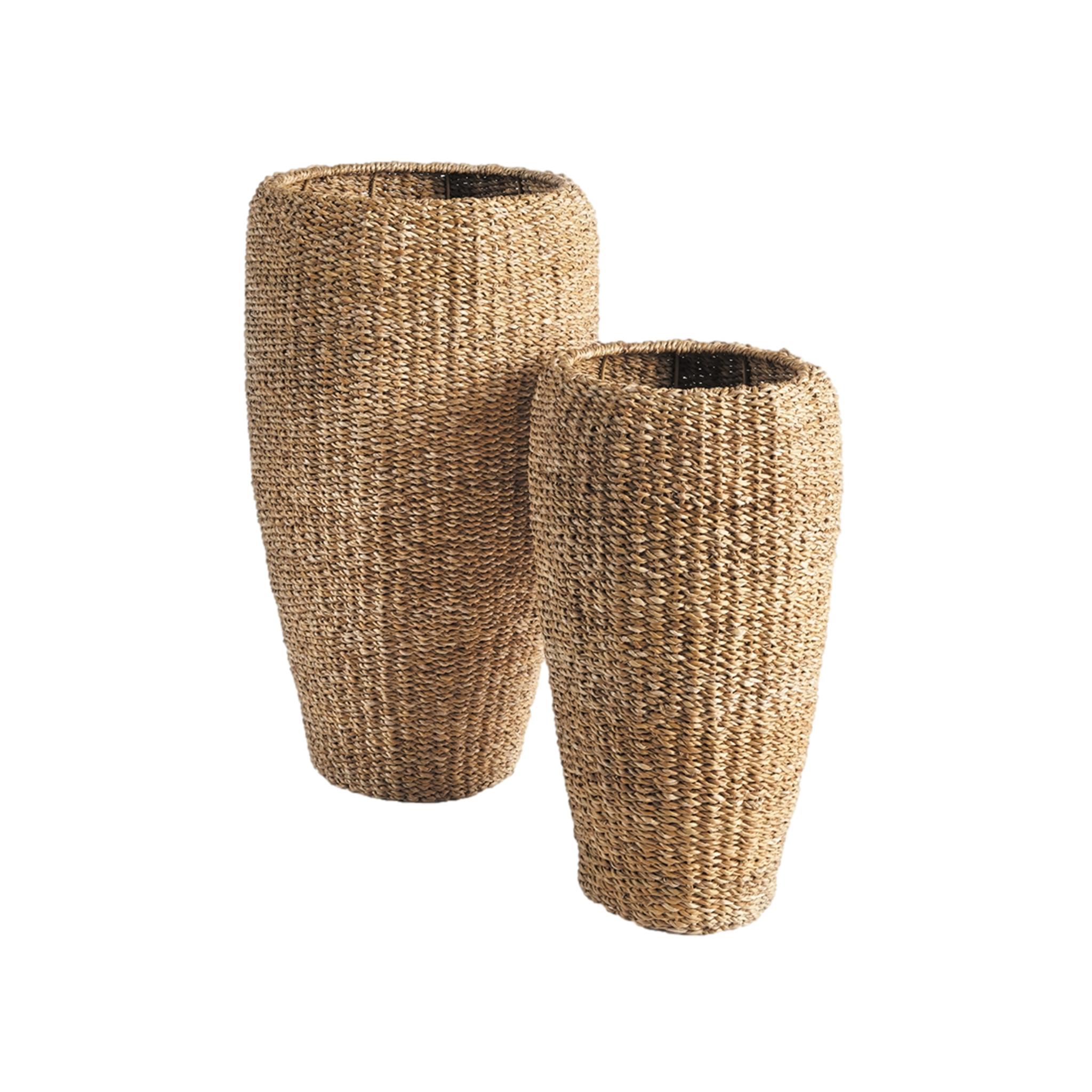 Seagrass Tall Round Planters (Set of 2)