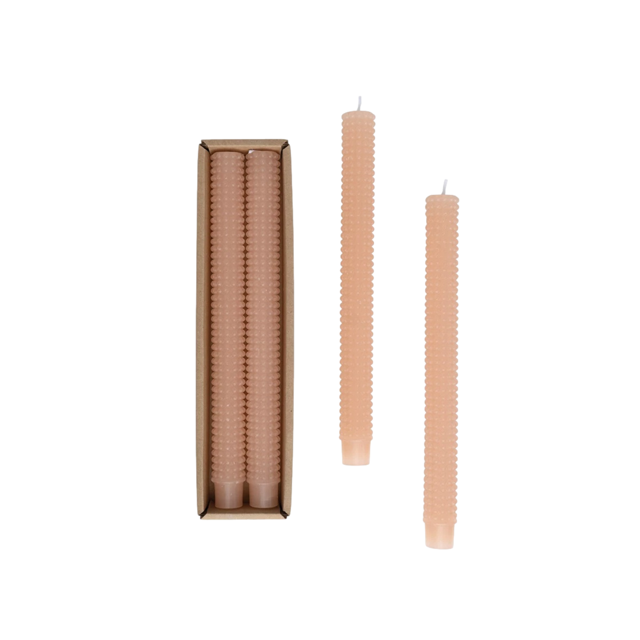 Hobnail Taper Candles in Blush