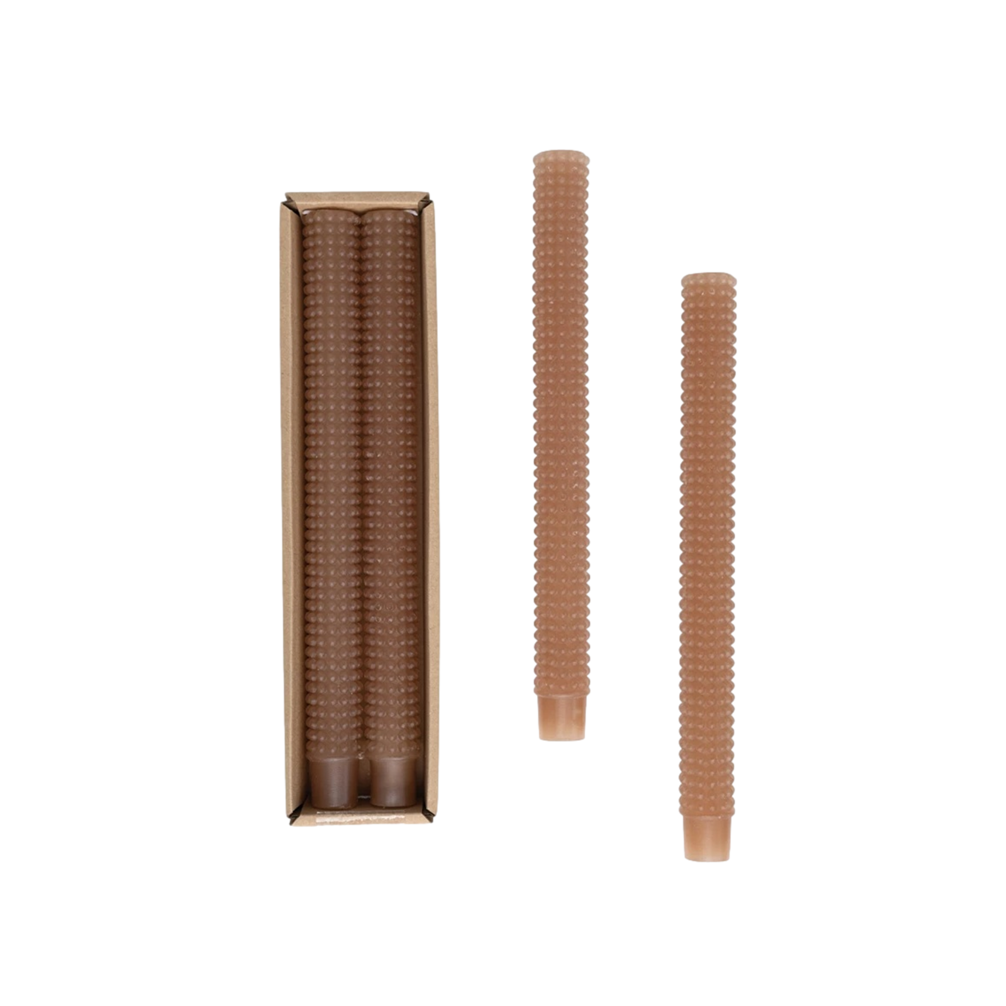 Hobnail Taper Candles in Brown