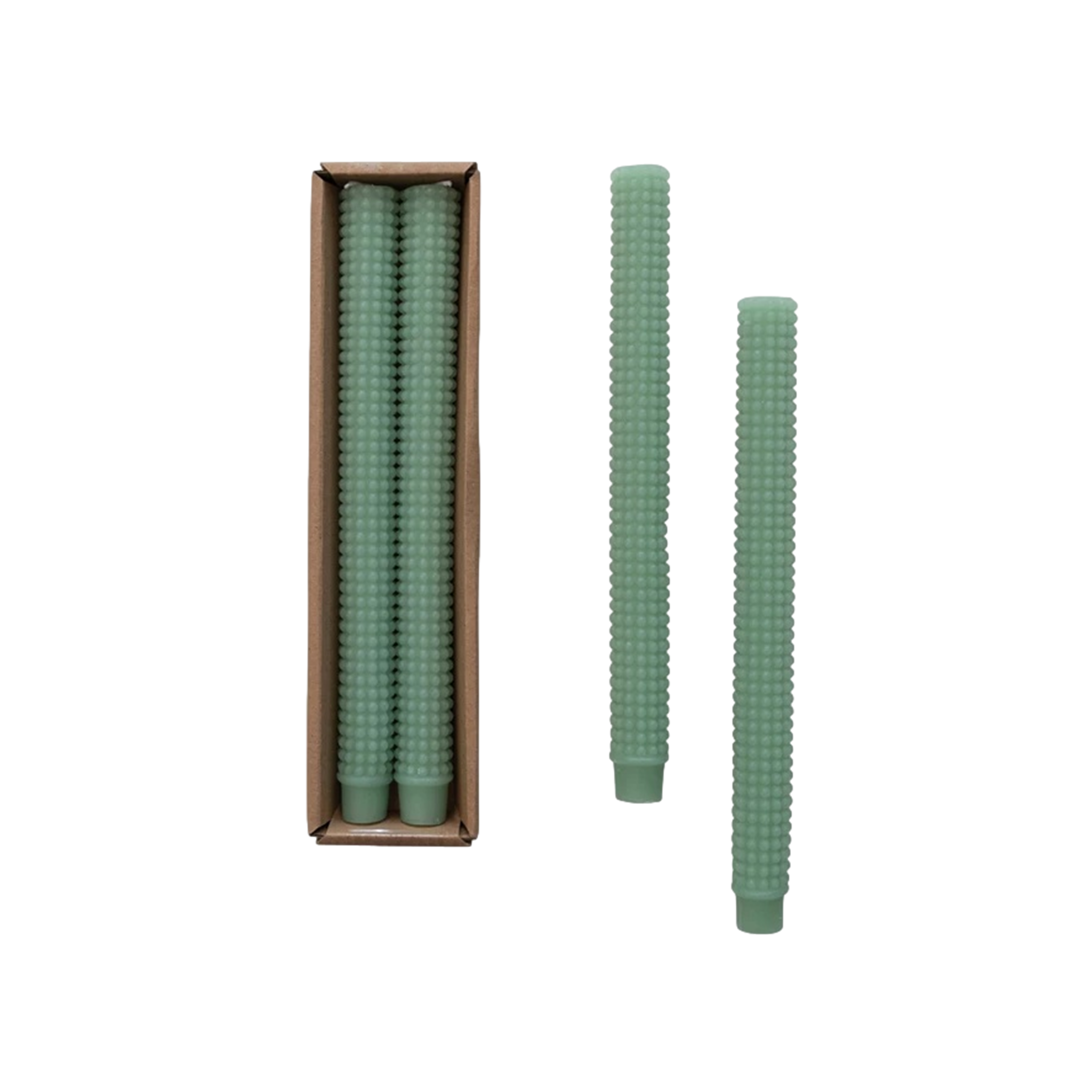 Hobnail Taper Candles in Mint