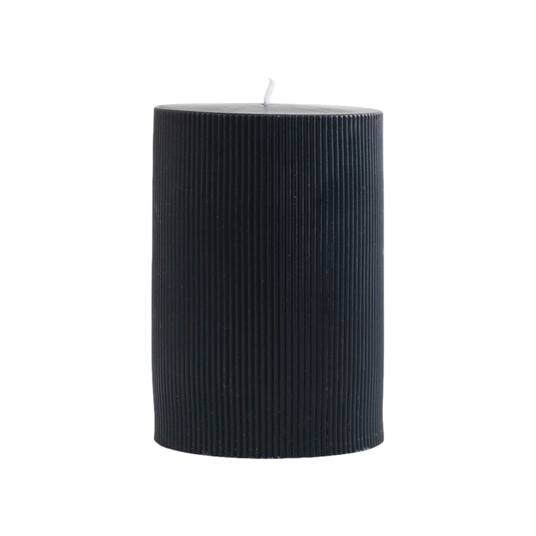 Pleated Pillar Candle in Black