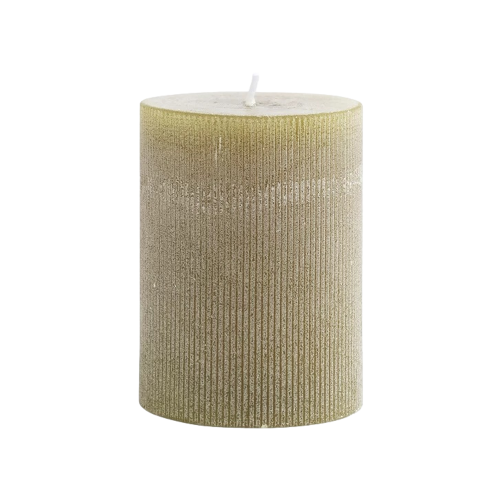 Pleated Pillar Candle in Olive