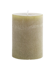 Pleated Pillar Candle in Olive