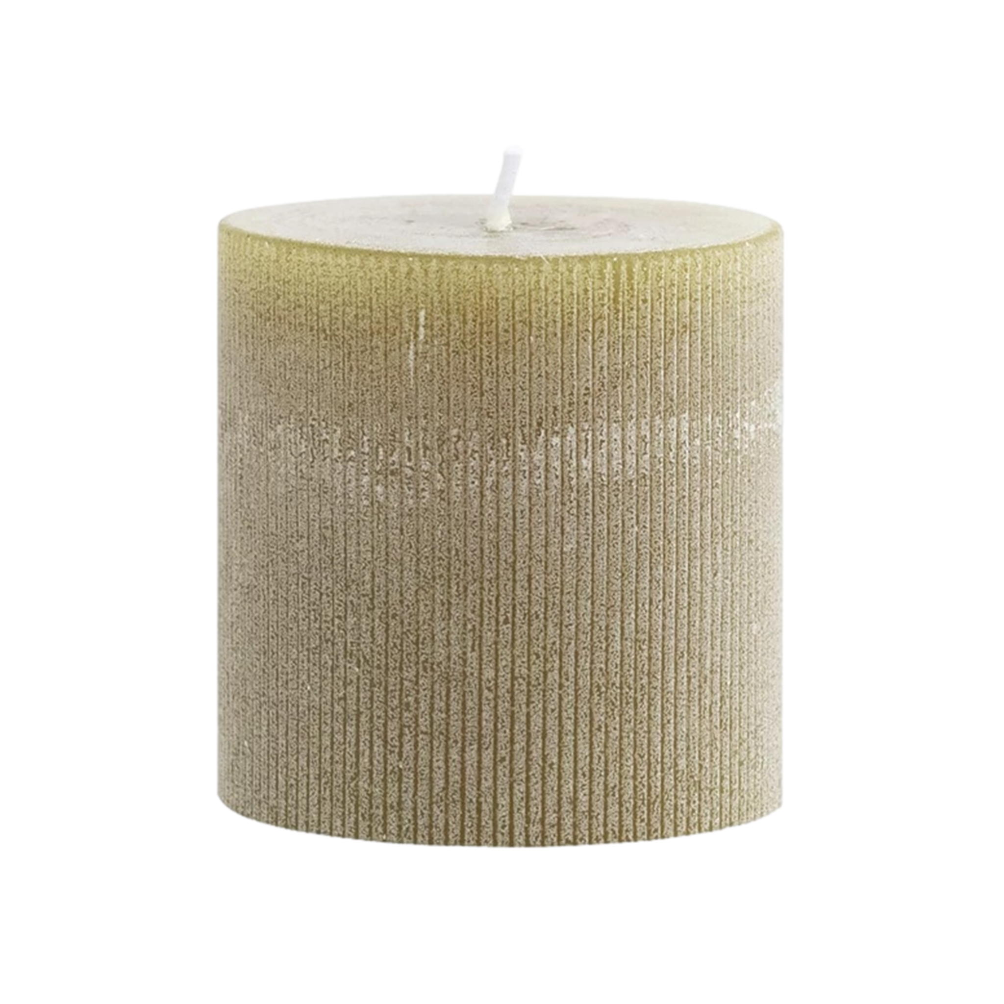 Pleated Pillar Candle in Olive