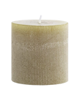 Pleated Pillar Candle in Olive