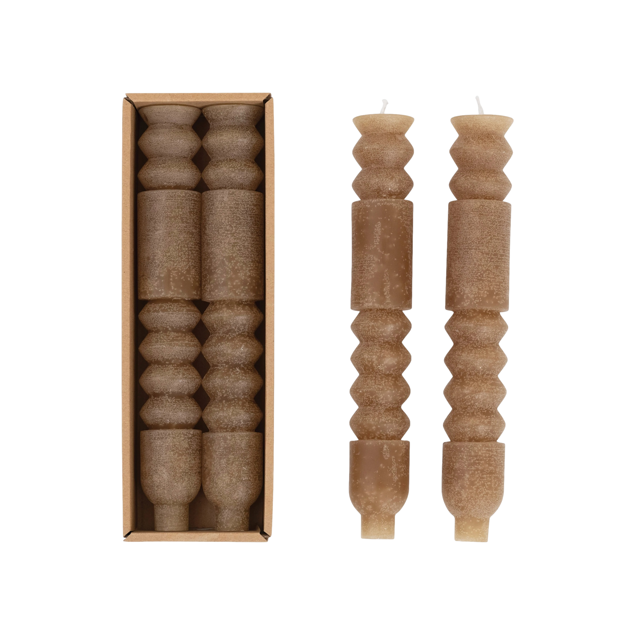 Totem Taper Candles in Brown