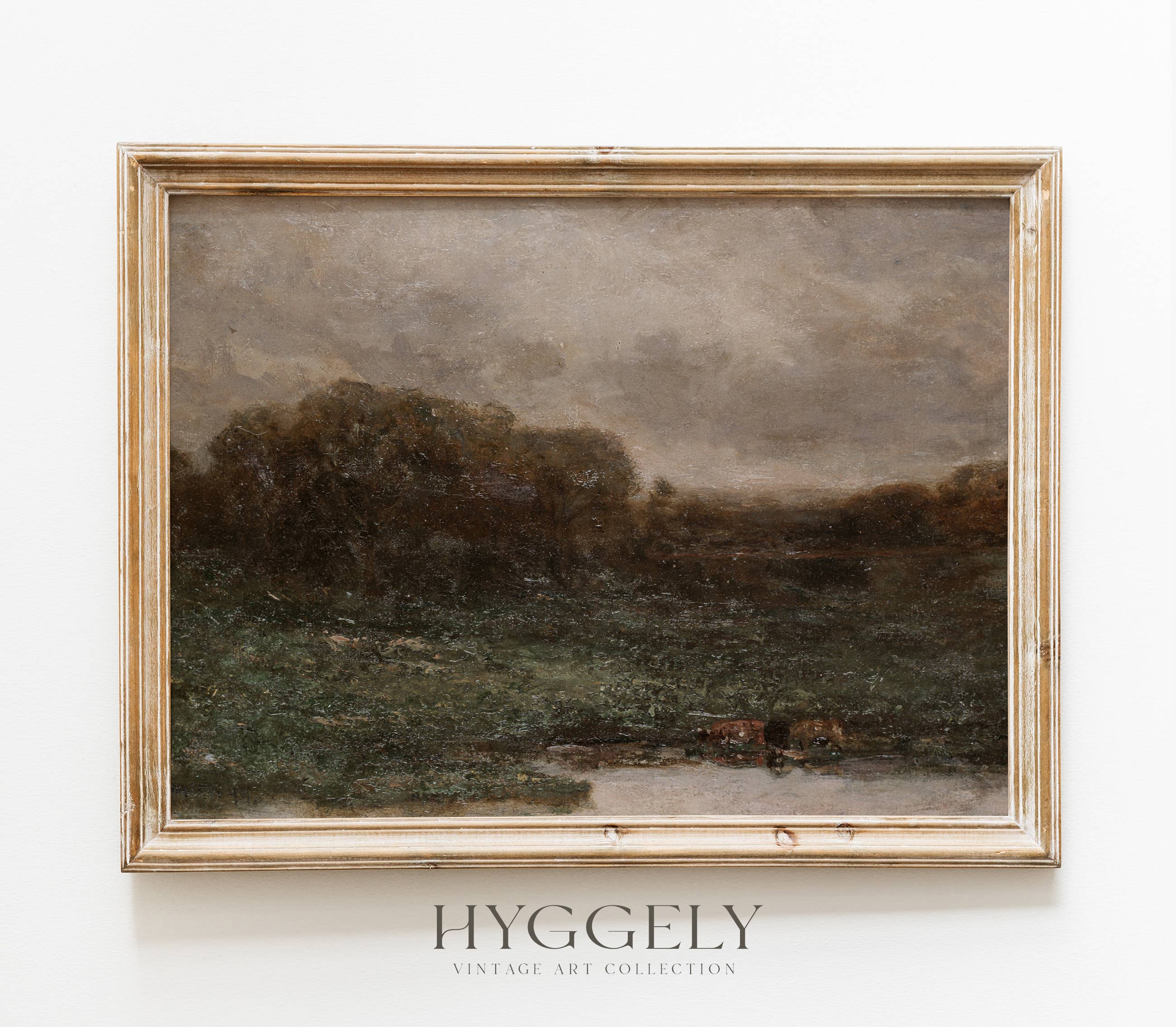 Vintage Oil Painting | Moody Muted Landscape Art Print L135: 16”x20”